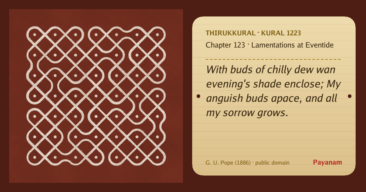 Share image: a rice-flour kolam beside the kural in English