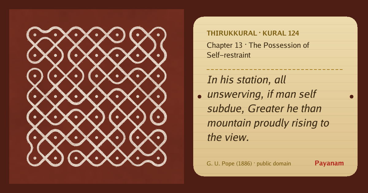 Share image: a rice-flour kolam beside the kural in English