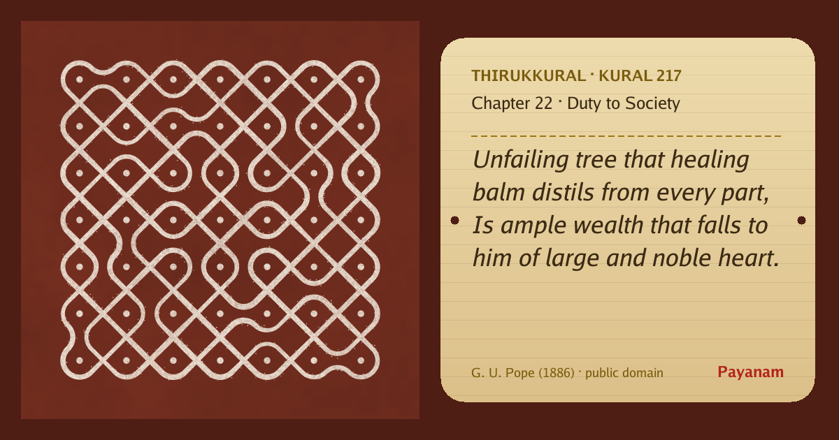 Share image: a rice-flour kolam beside the kural in English