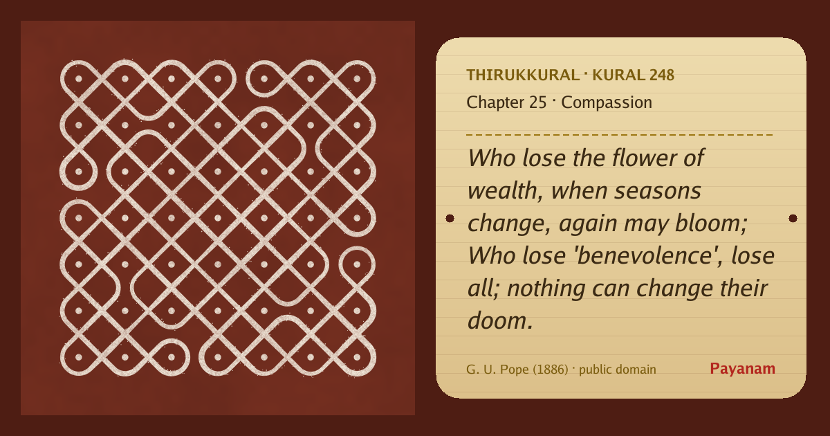Share image: a rice-flour kolam beside the kural in English