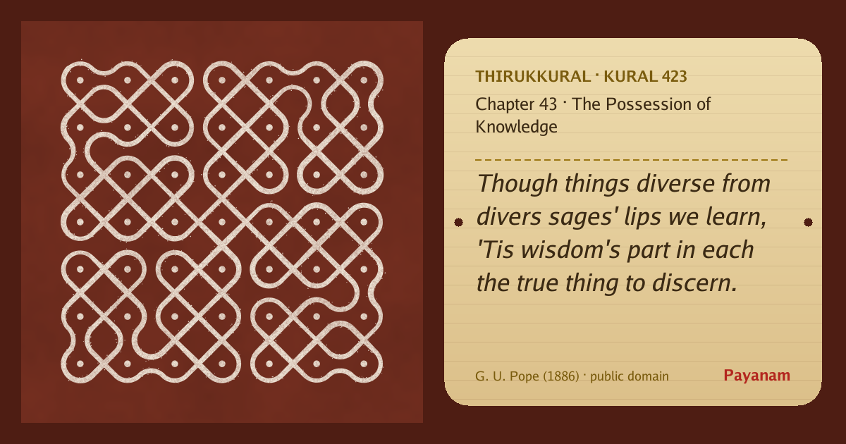 Share image: a rice-flour kolam beside the kural in English