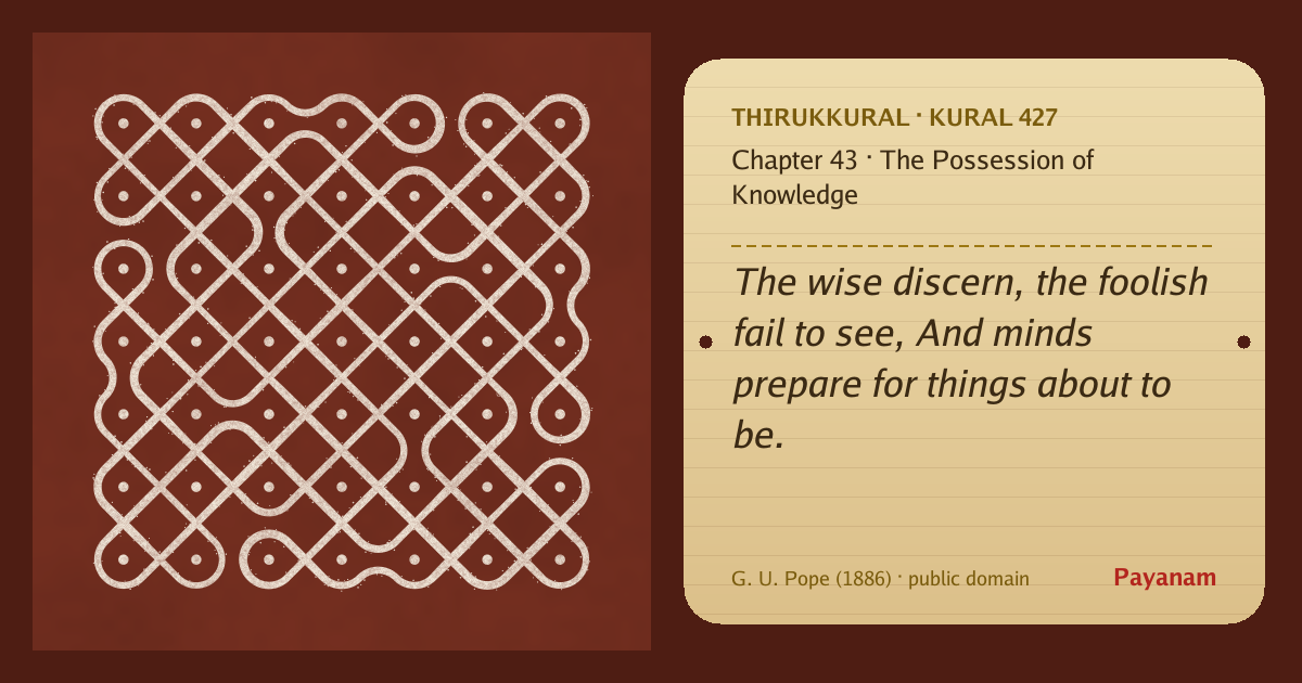 Share image: a rice-flour kolam beside the kural in English