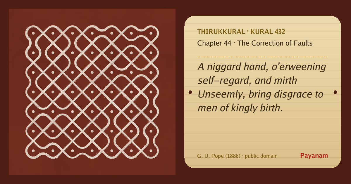 Share image: a rice-flour kolam beside the kural in English