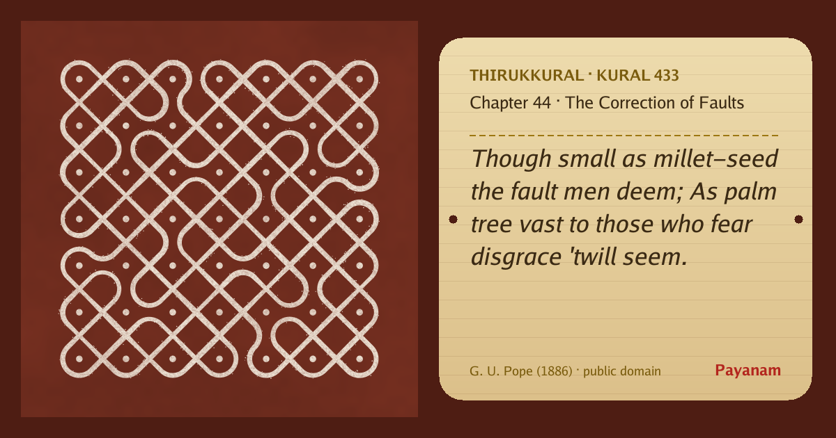 Share image: a rice-flour kolam beside the kural in English