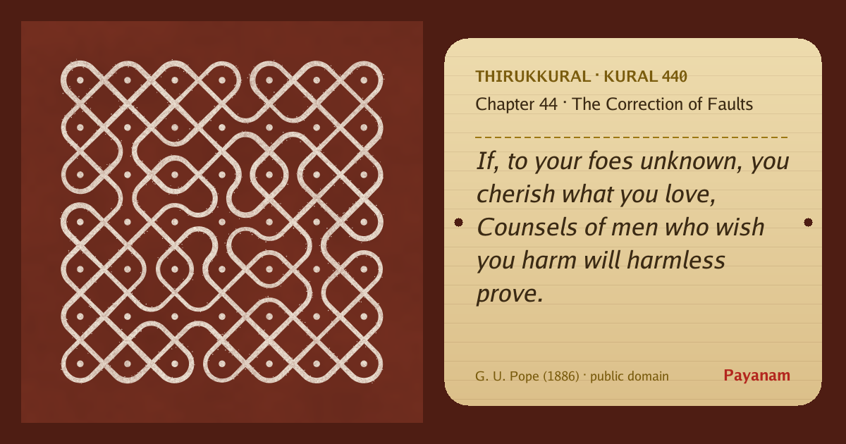 Share image: a rice-flour kolam beside the kural in English