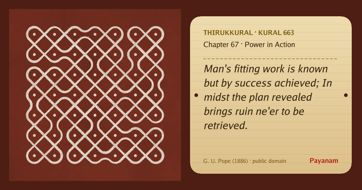 Share image: a rice-flour kolam beside the kural in English
