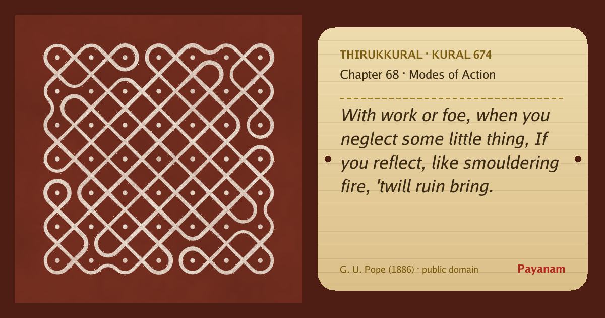 Share image: a rice-flour kolam beside the kural in English