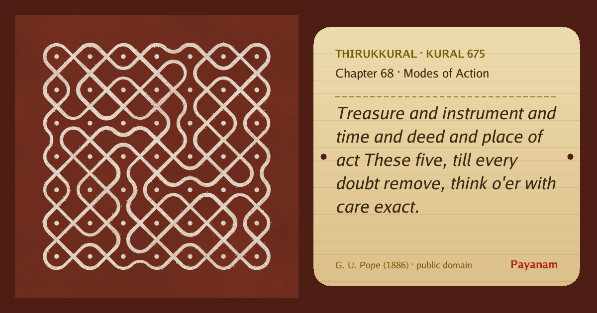 Share image: a rice-flour kolam beside the kural in English
