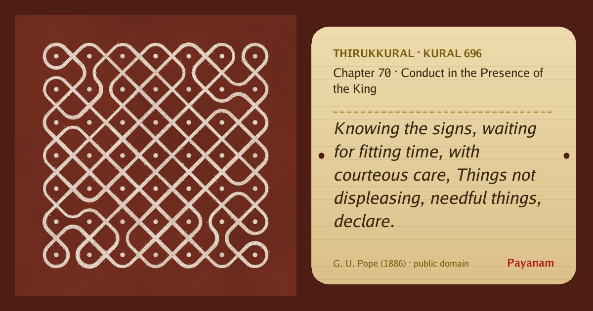 Share image: a rice-flour kolam beside the kural in English