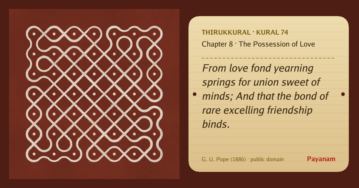 Share image: a rice-flour kolam beside the kural in English