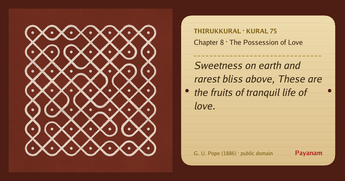Share image: a rice-flour kolam beside the kural in English