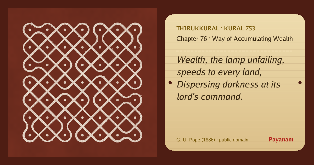 Share image: a rice-flour kolam beside the kural in English