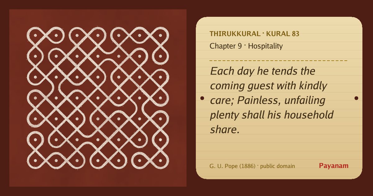 Share image: a rice-flour kolam beside the kural in English