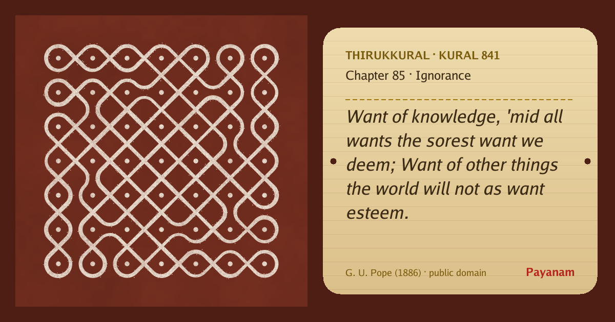 Share image: a rice-flour kolam beside the kural in English