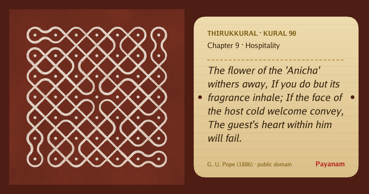 Share image: a rice-flour kolam beside the kural in English
